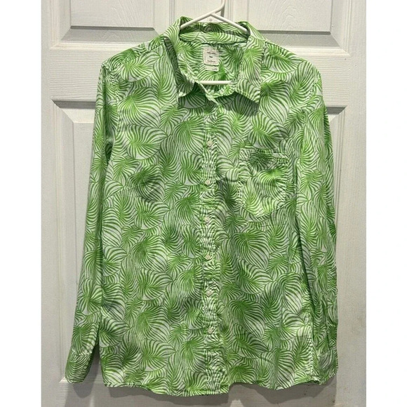 Gap Designed And Crafted Green Leaf Boyfriend Fit oxford shirt Size Large - Picture 1 of 9